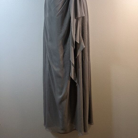 Davids Bridal Bridesmaid Prom Formal Soft Halter Crinkle Chiffon Lined Dress 8 - Picture 12 of 12